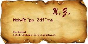 Mohápp Zóra névjegykártya